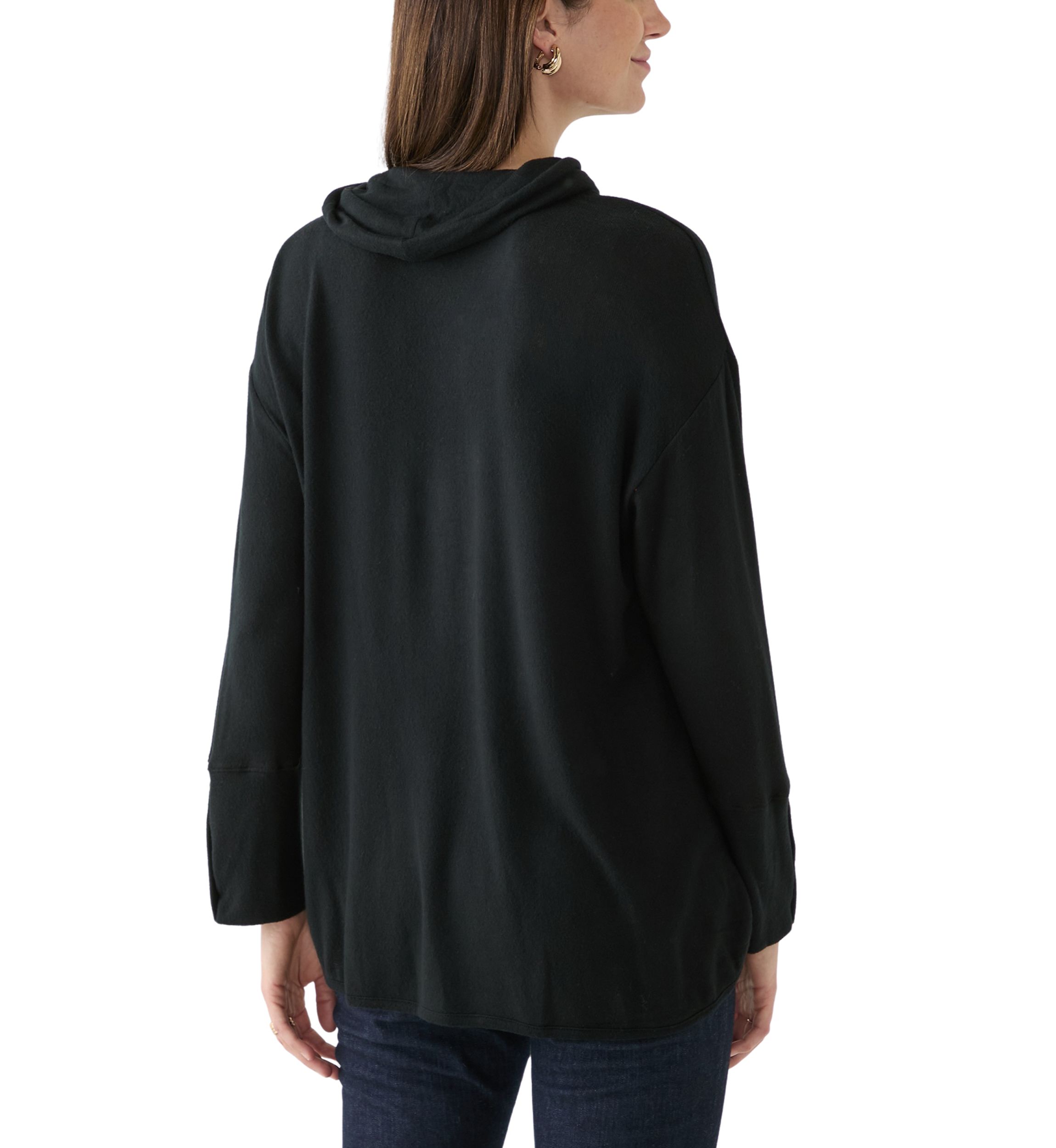 Womens Cowl Neck Solid Hacci Knit Top