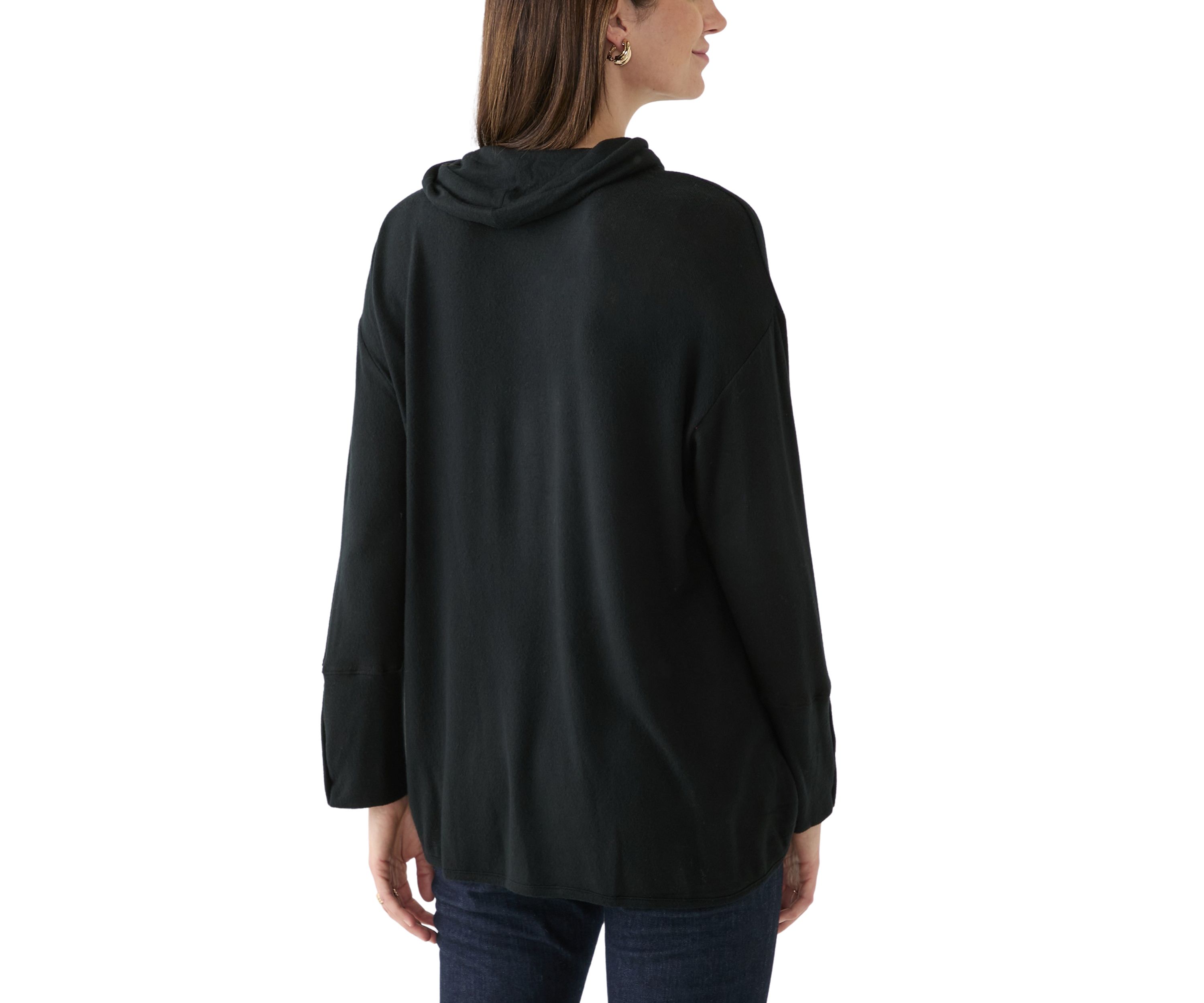 Womens Cowl Neck Solid Hacci Knit Top