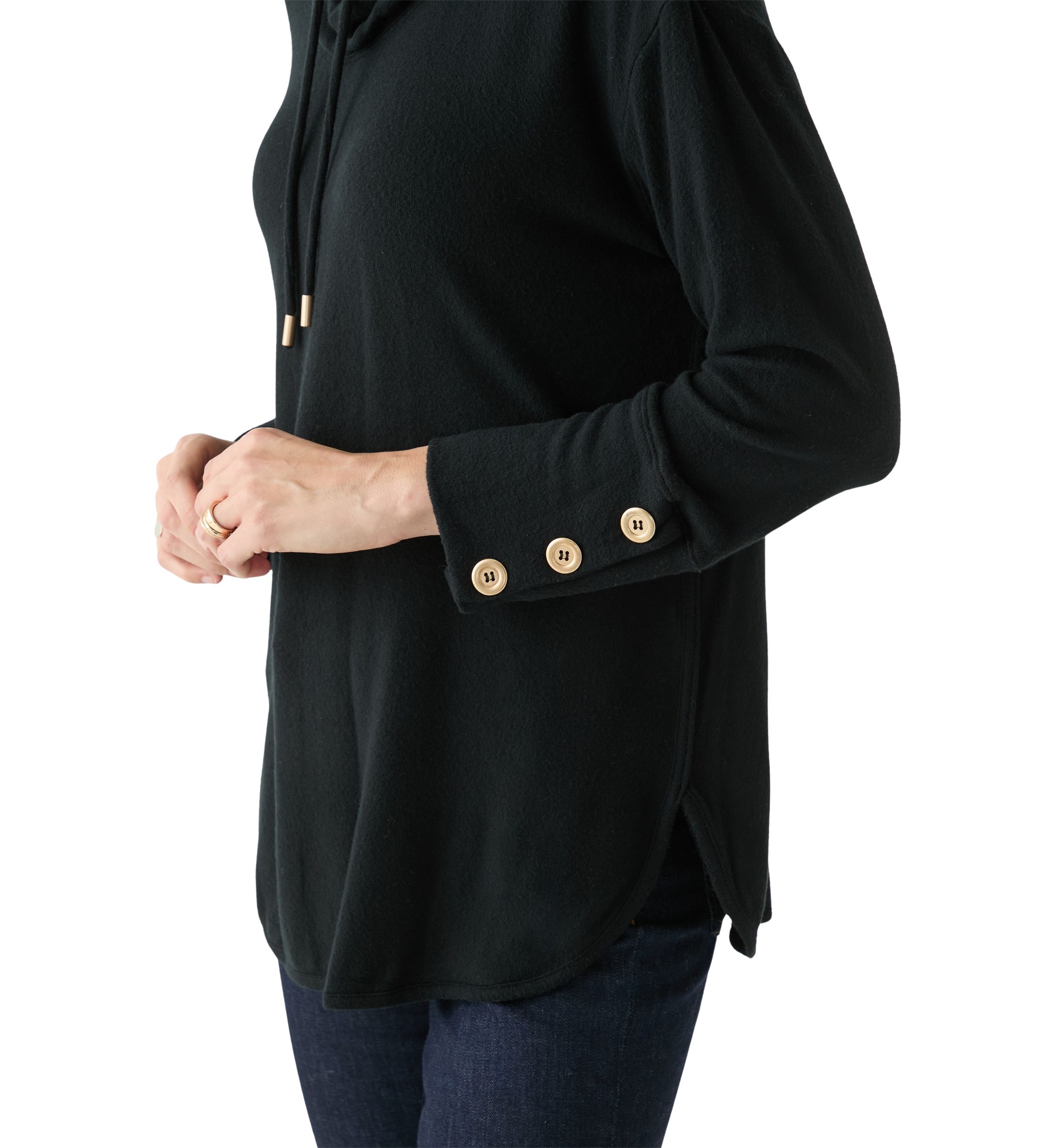 Womens Cowl Neck Solid Hacci Knit Top