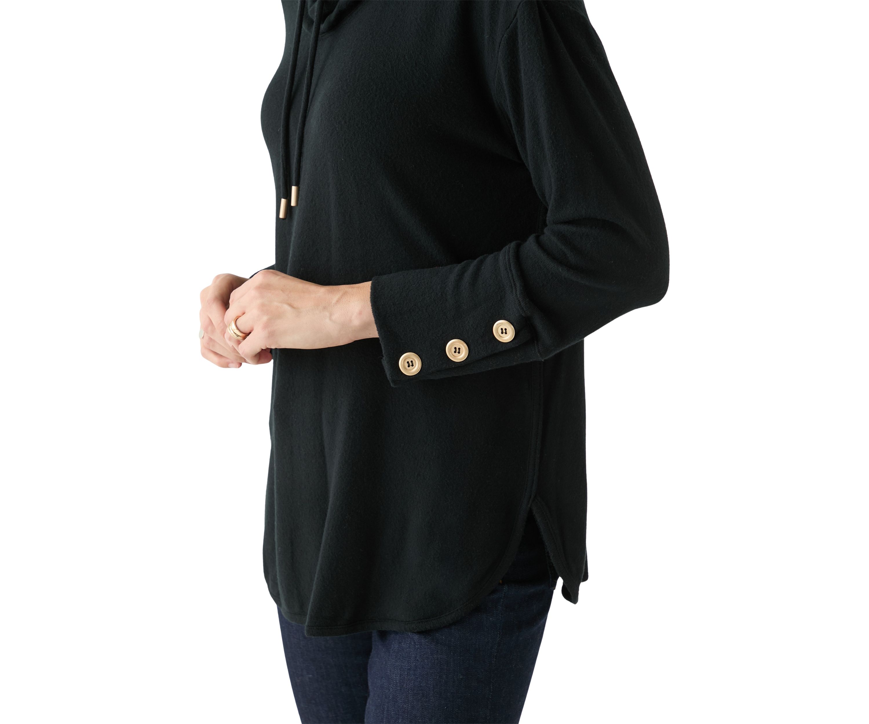 Womens Cowl Neck Solid Hacci Knit Top