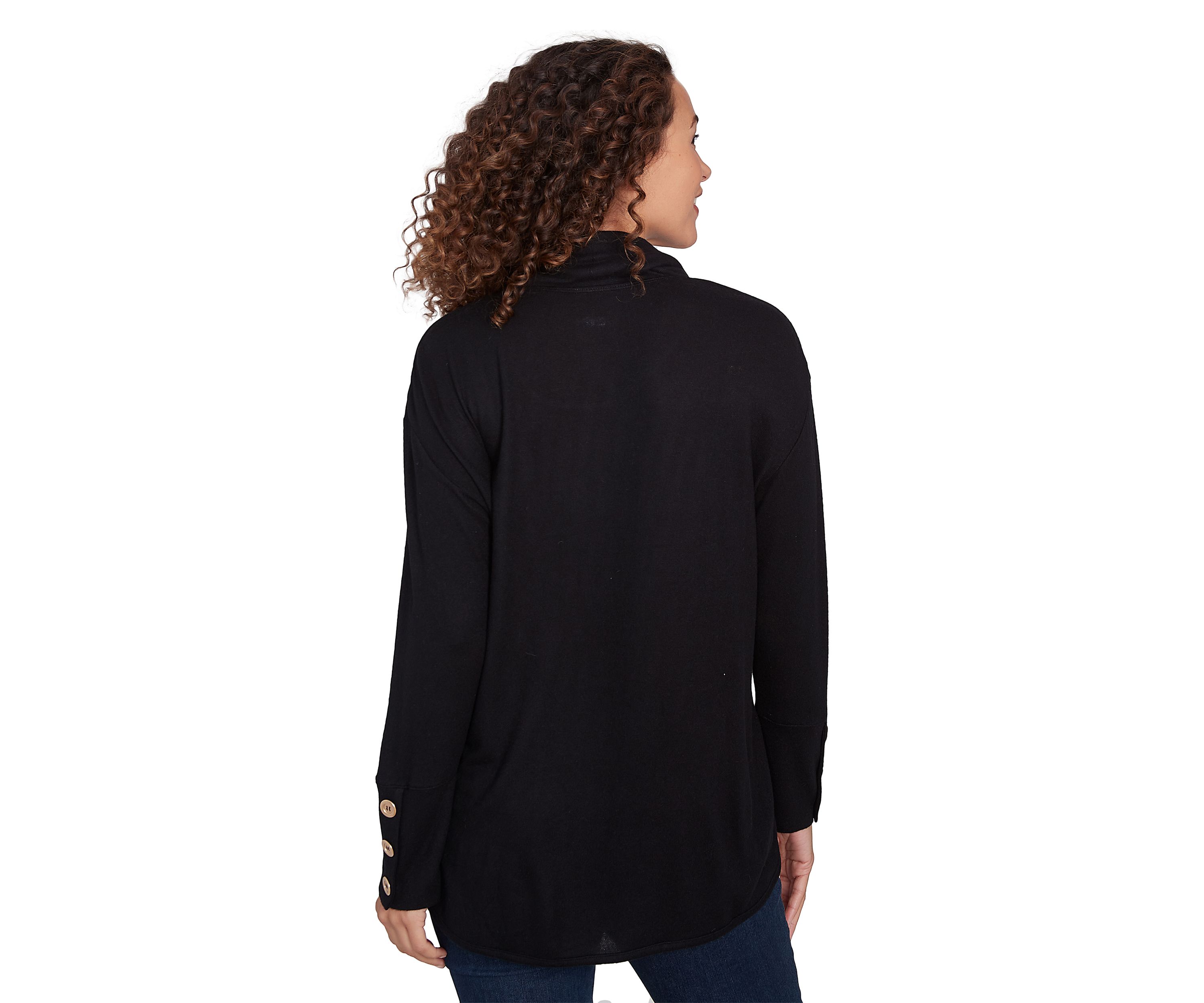 Petite Cowl Neck Solid Hatchi Knit Top
