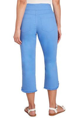 Women's Pull-On Stretch Denim Lace Hem Capri Pants