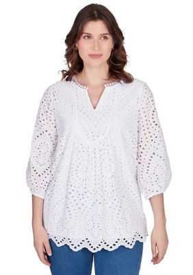 Women's Embroidered Eyelet Top