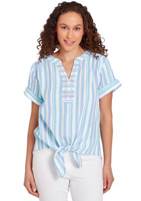 Women's Embroidered Striped Top