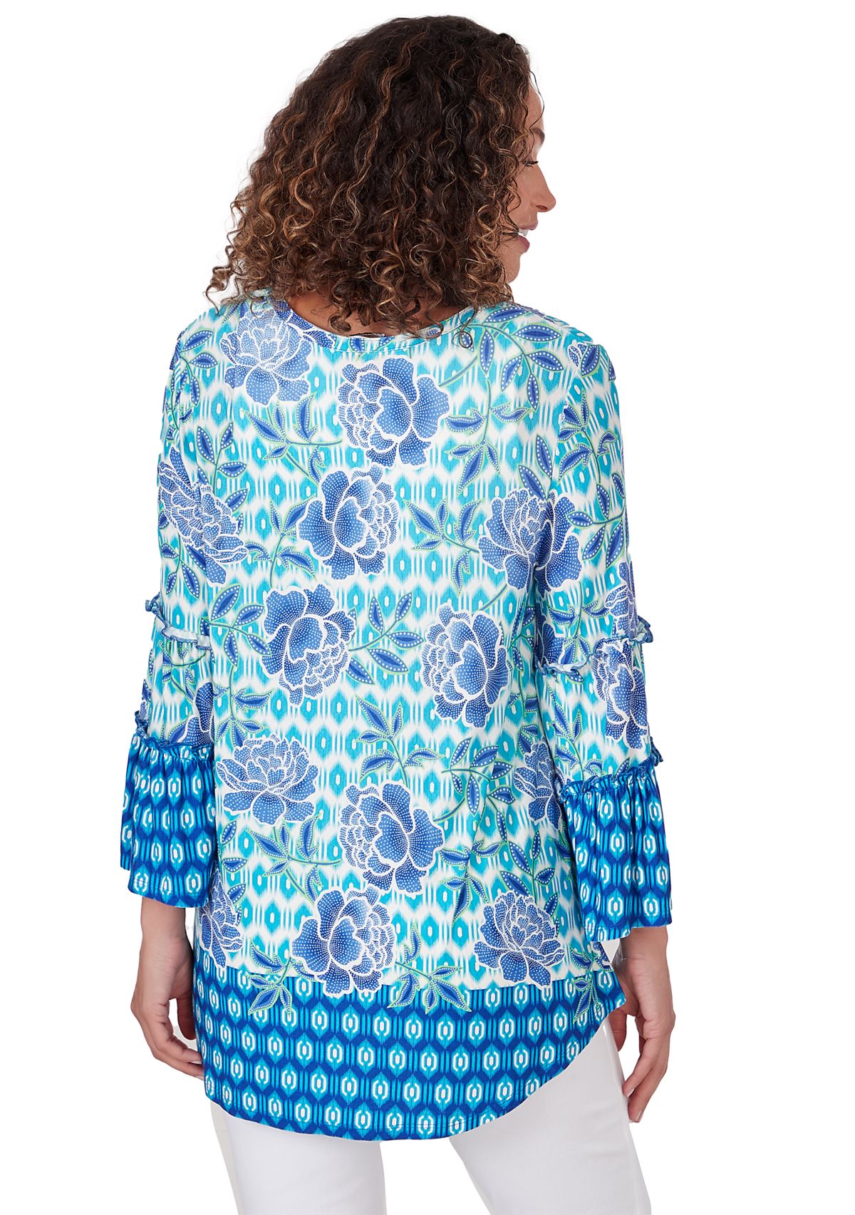 Womens Floral Ikat Top