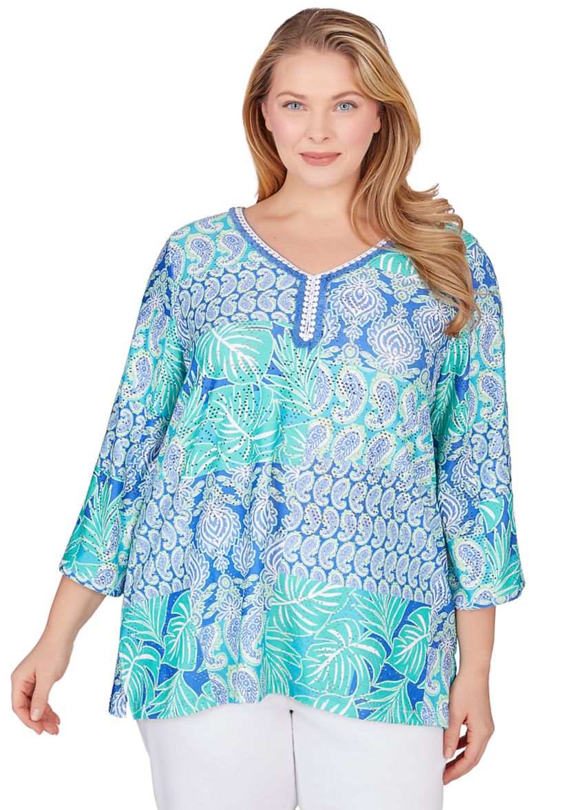 Plus Size Bali Eyelet Knit Top