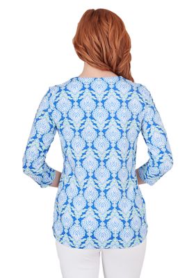 Petite Embroidered Foulard Top