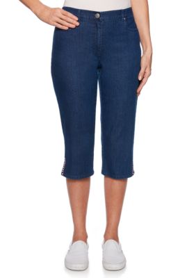 Ruby Rd Petite Tried & True Embroidered Stretch Denim Clamdiggers | belk