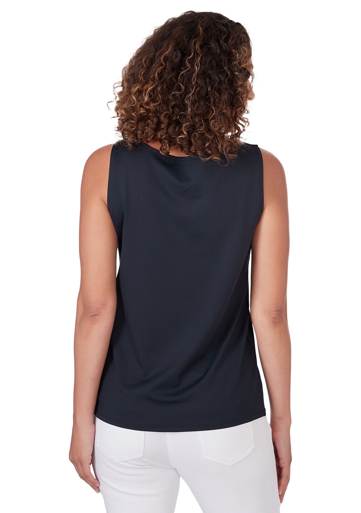 Womens Embellished Solid Sleeveless Top