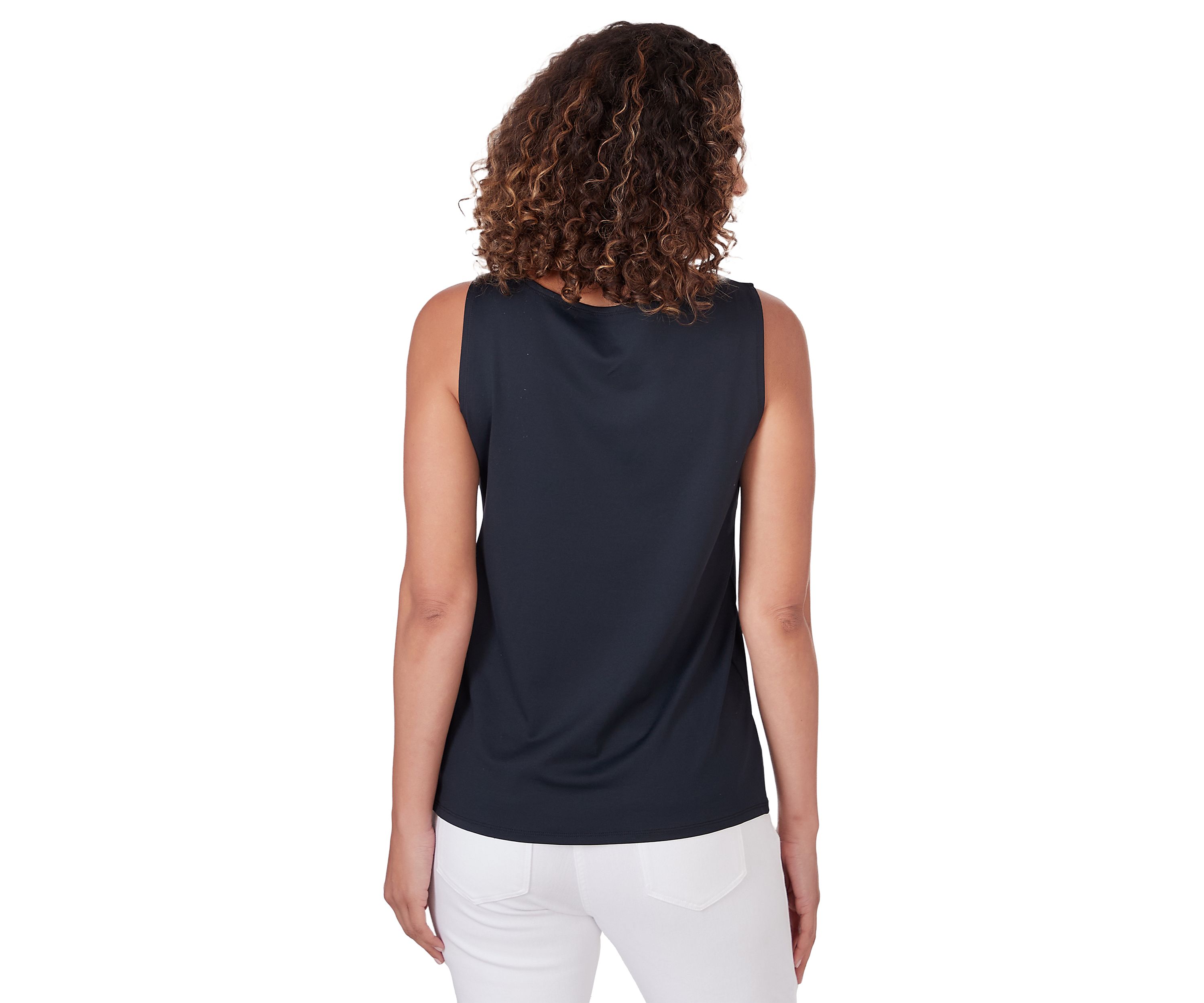 Womens Embellished Solid Sleeveless Top