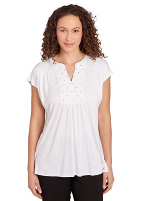 Women's Embellished Placket Top