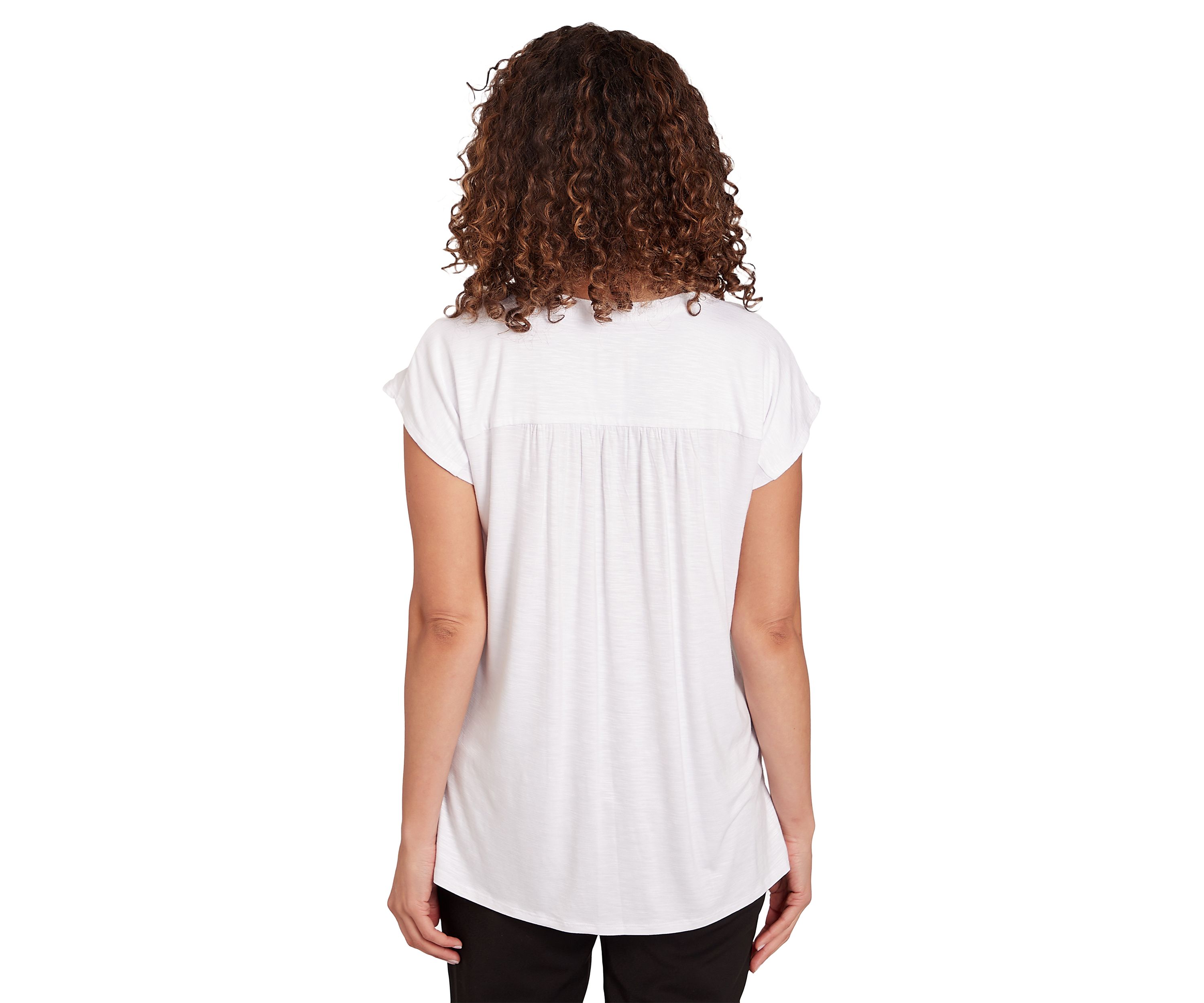 Womens Embellished Placket Top