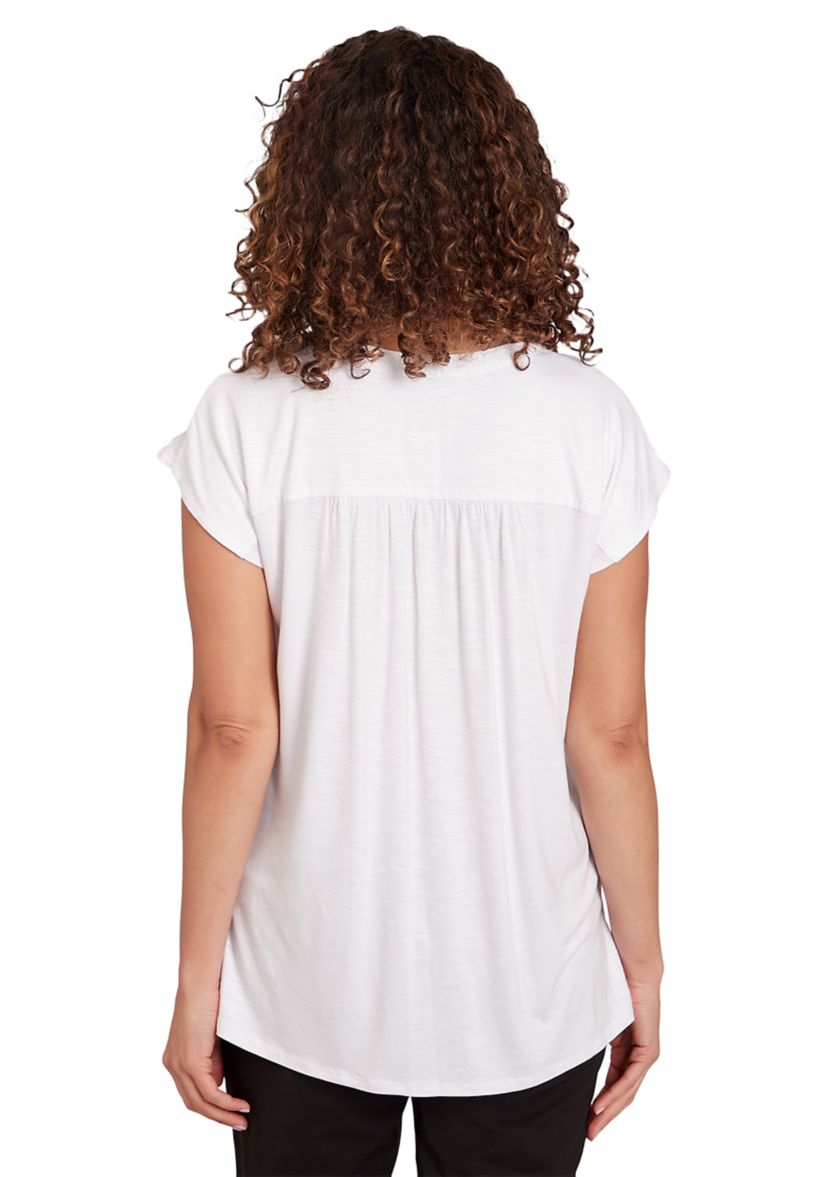 Womens Embellished Placket Top