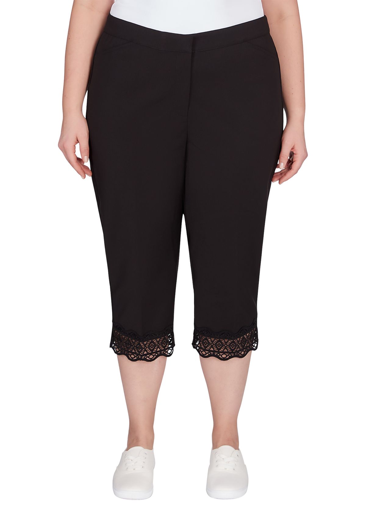 Ruby Rd Plus Size Stretch Lace Hem Capri Pants | Belk