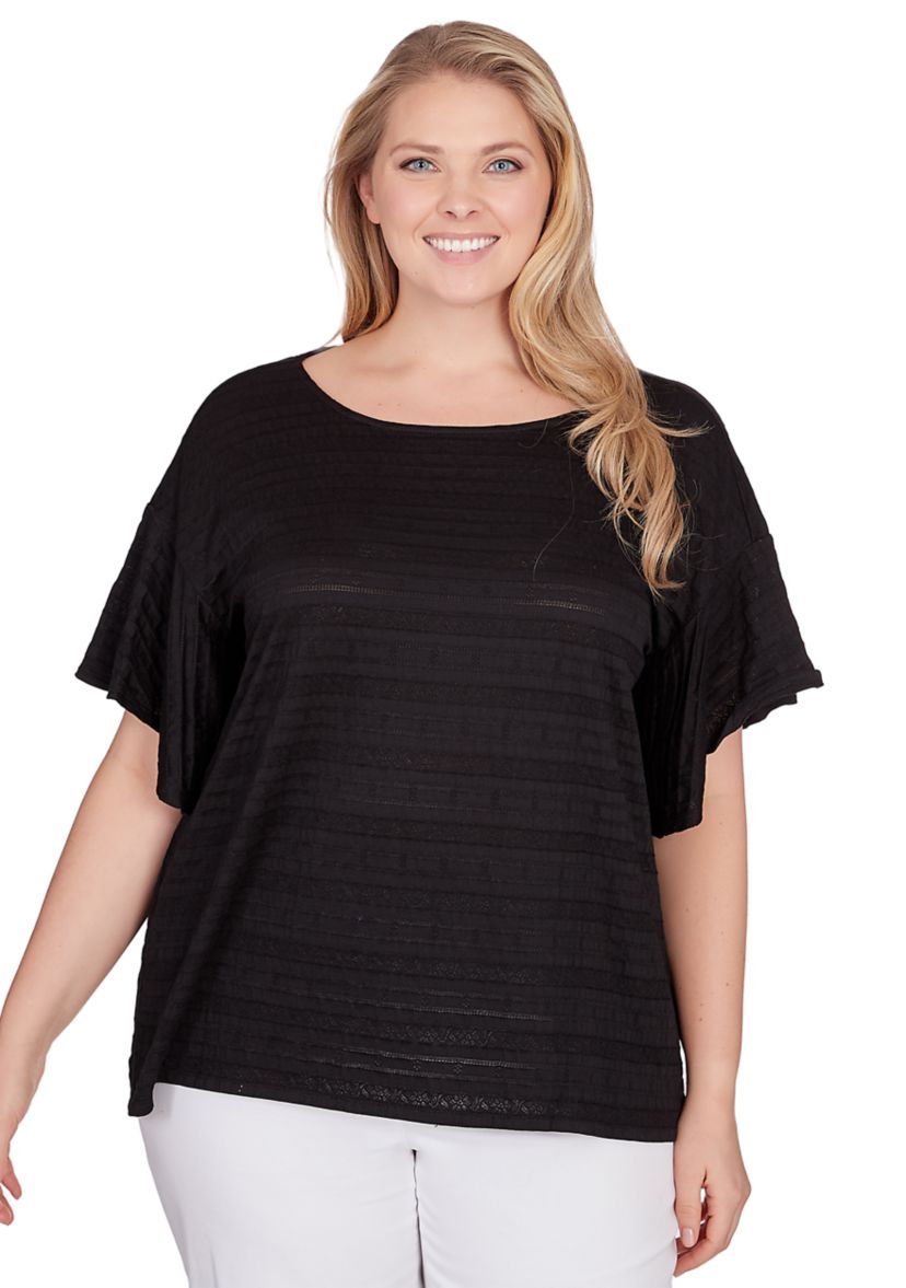 Plus Size Decorative Smocked Knit Top