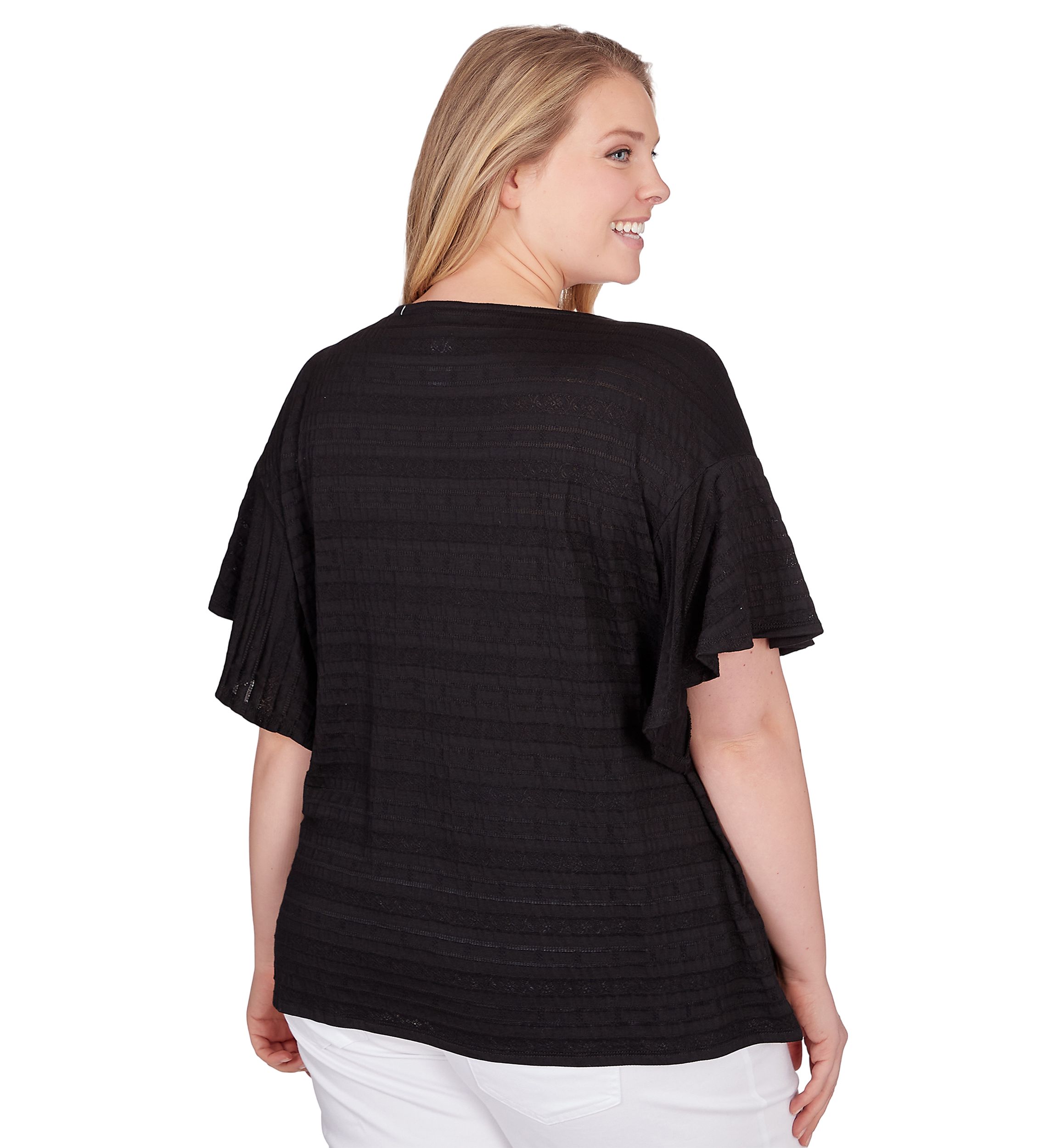 Plus Size Decorative Smocked Knit Top