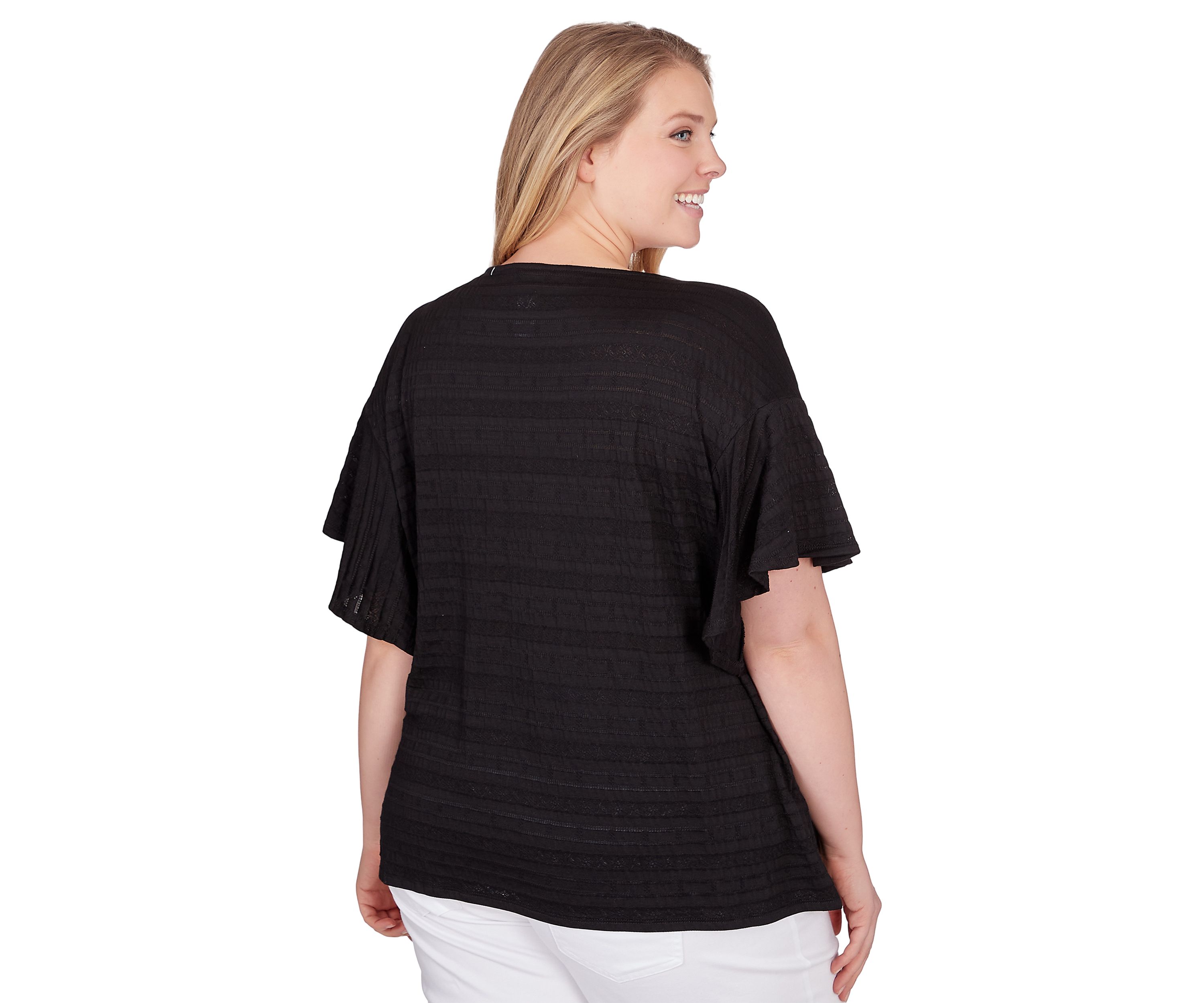 Plus Size Decorative Smocked Knit Top