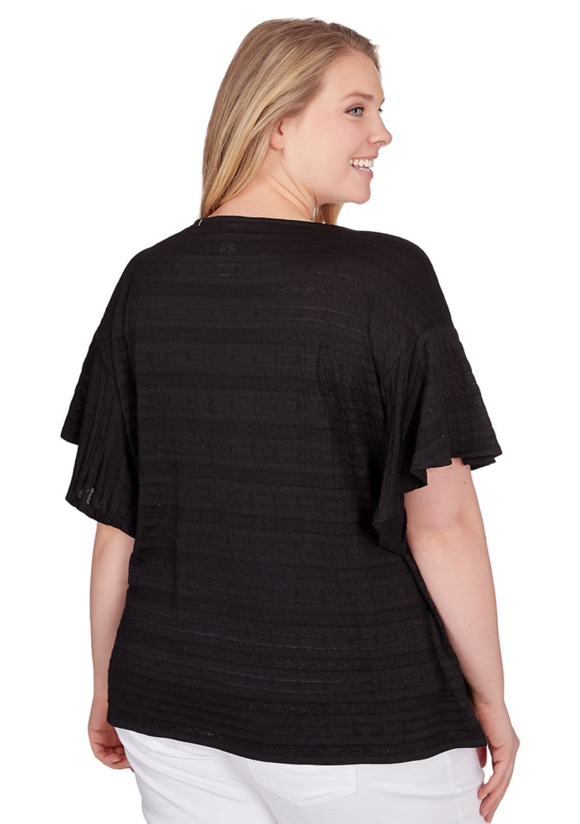 Plus Size Decorative Smocked Knit Top