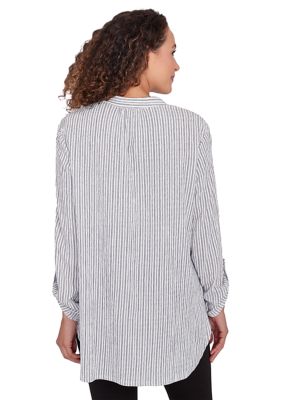 Petite Puckered Stripe Pattern Top