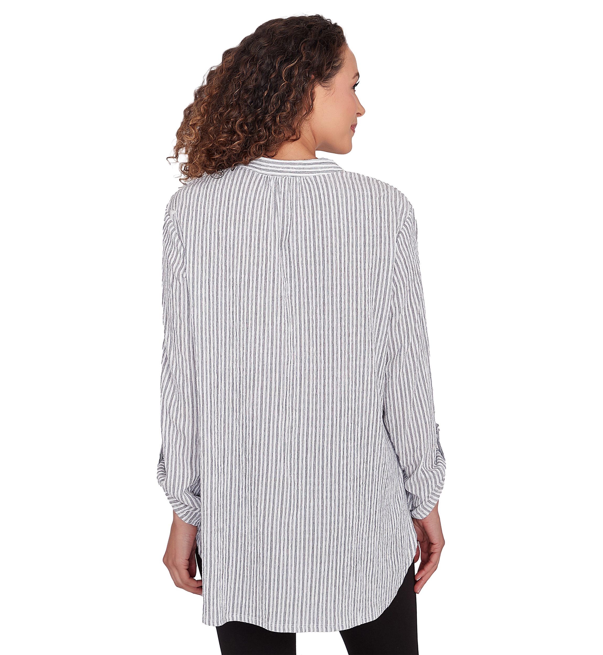 Petite Puckered Stripe Pattern Top