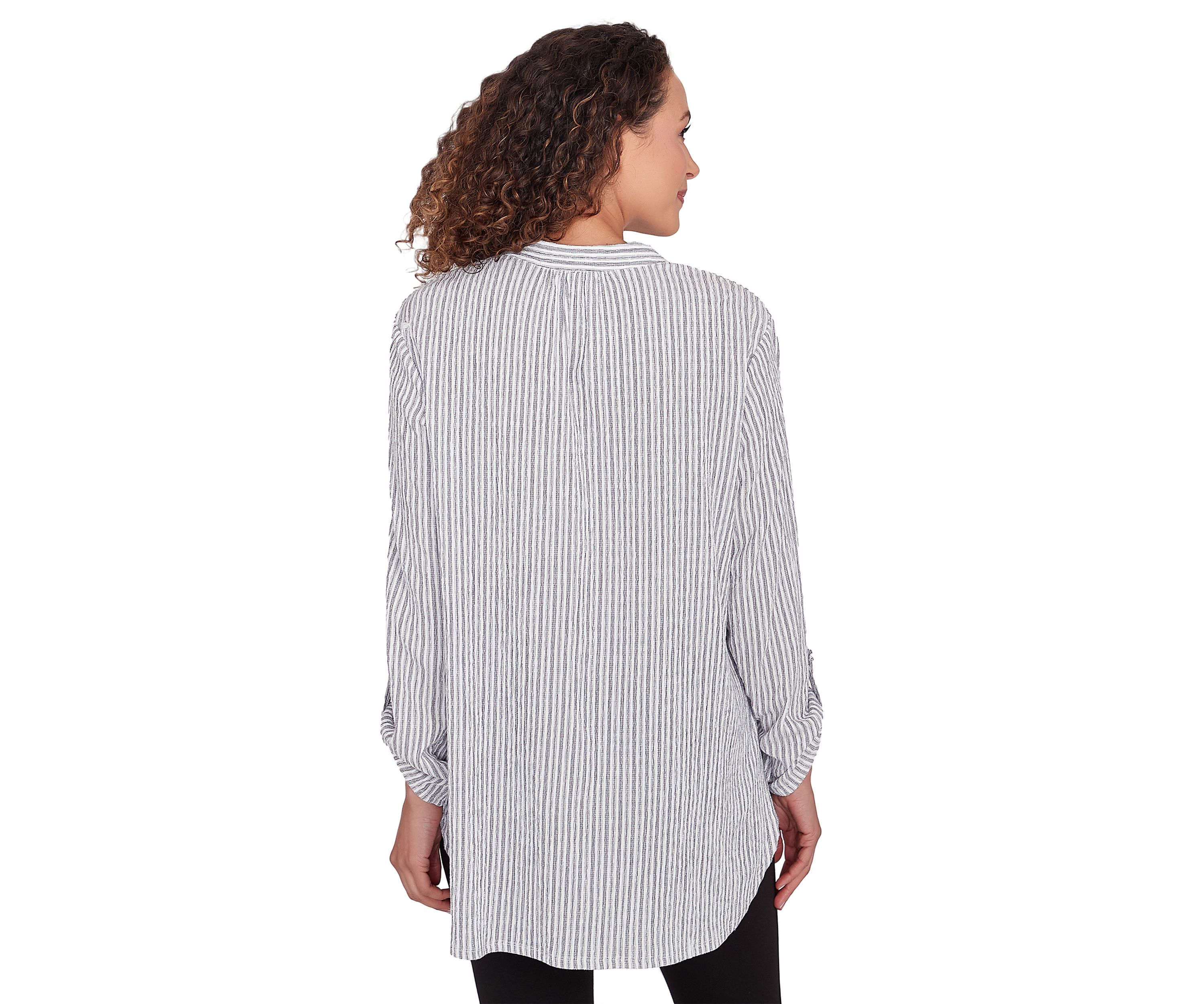 Petite Puckered Stripe Pattern Top