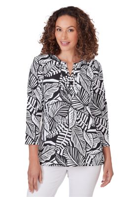 Petite Tropical Leaf Print Top