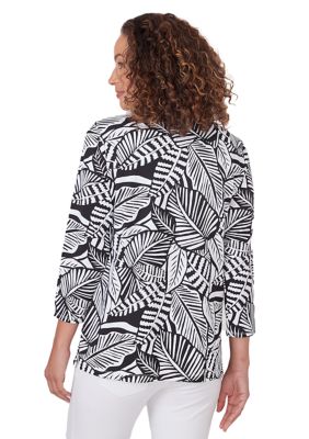 Petite Tropical Leaf Print Top