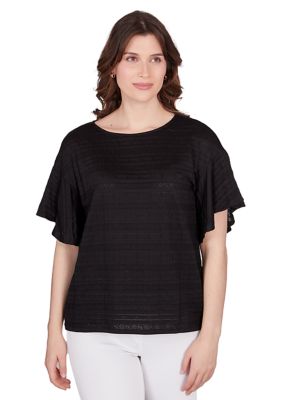 Ruby Rd Women's Petite Decorative Smocked Knit Top