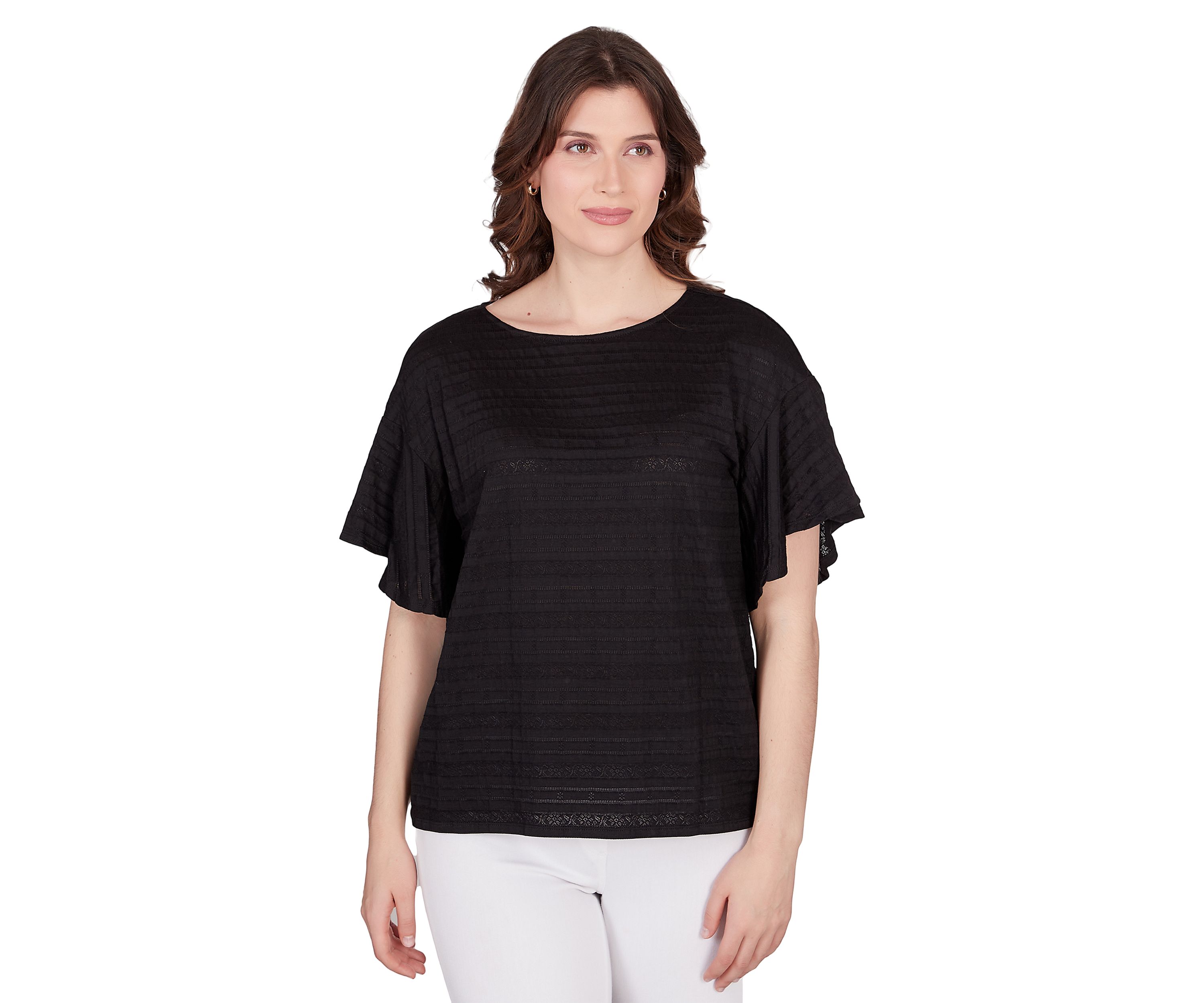 Petite Decorative Smocked Knit Top