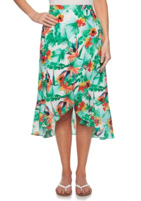 Ruby Rd Tropical Punch Bird Of Paradise Crepe Skirt | belk