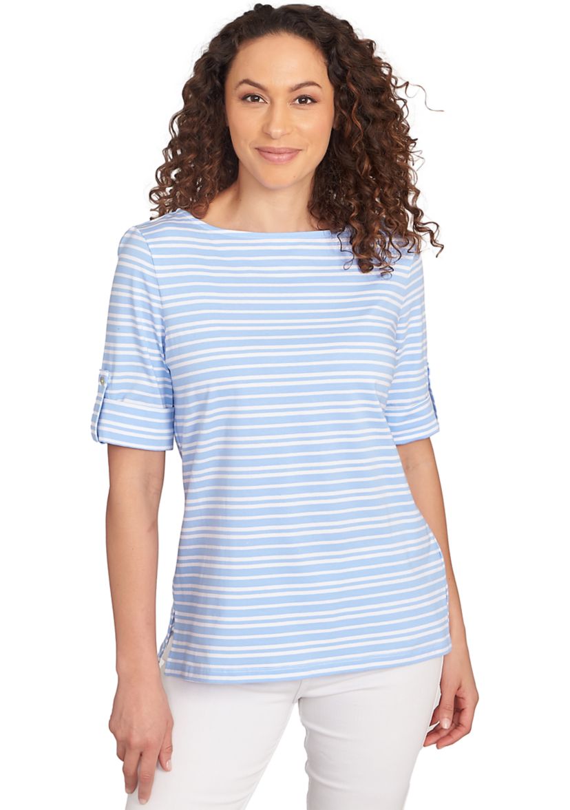 Womens Variegated Stripe Knit T-Shirt