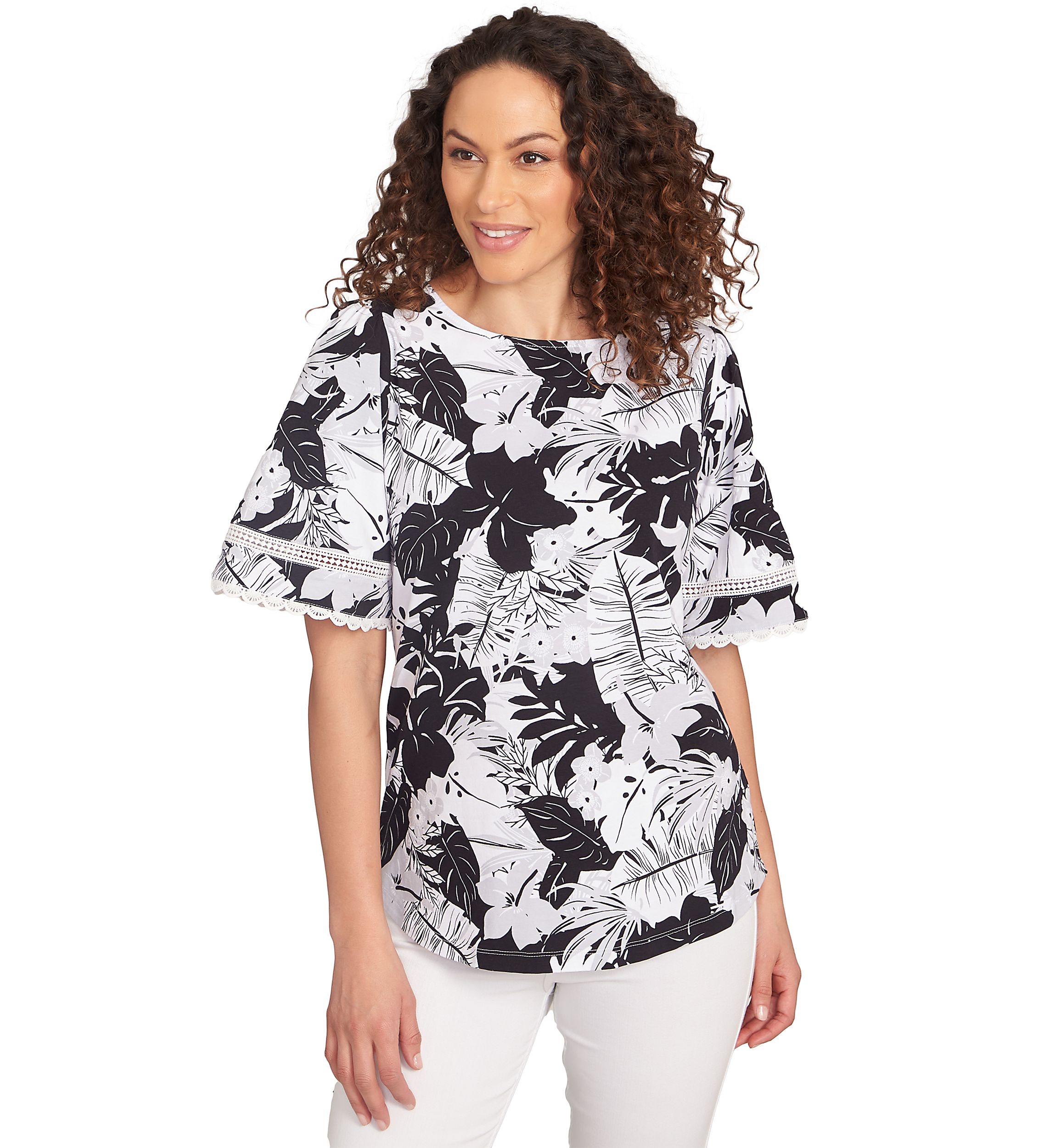 Womens Tropical Layered Printed T-Shirt