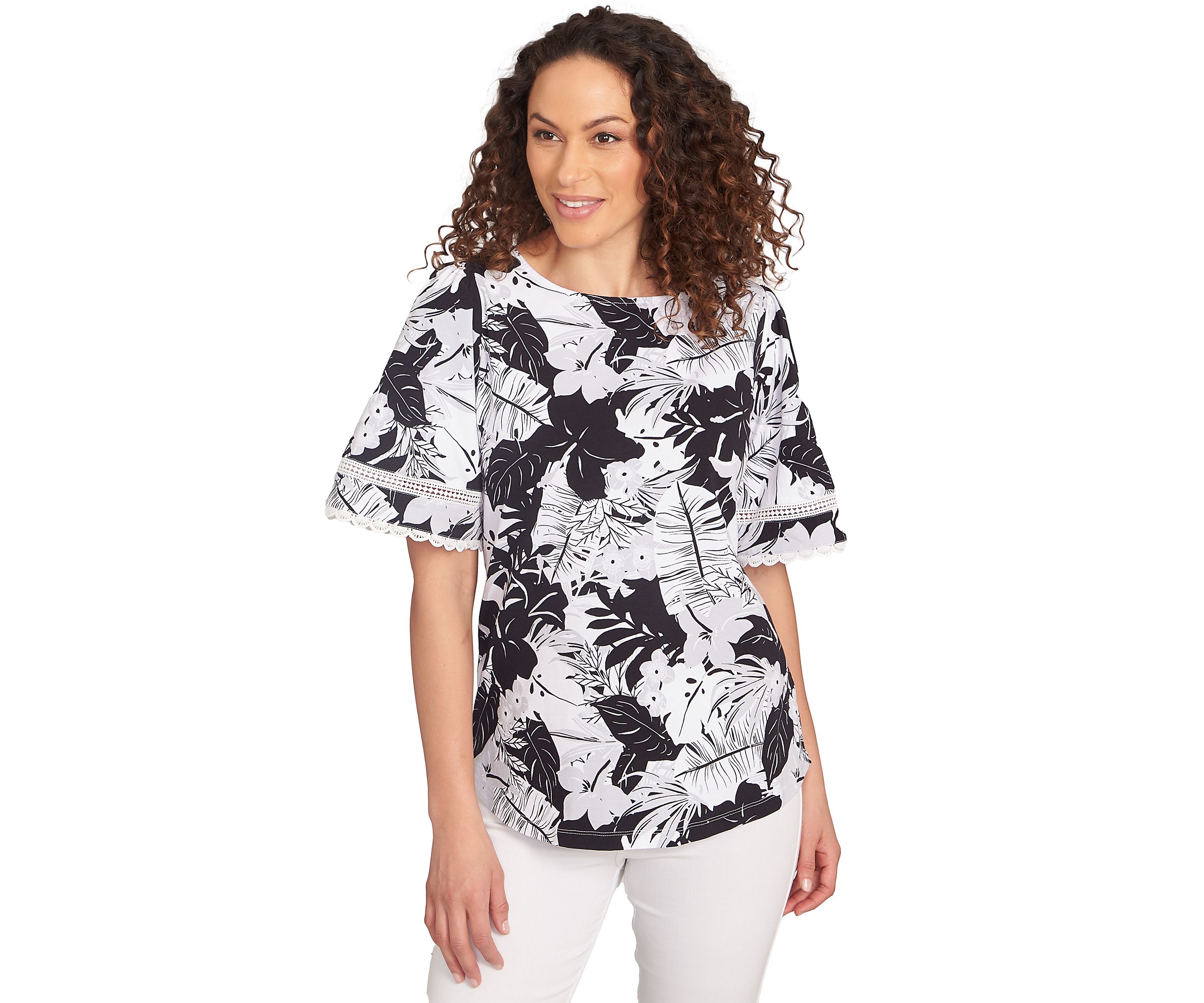 Womens Tropical Layered Printed T-Shirt