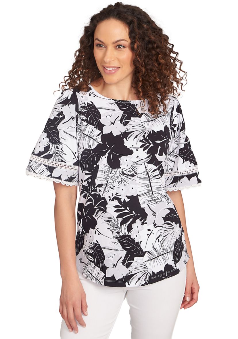 Womens Tropical Layered Printed T-Shirt