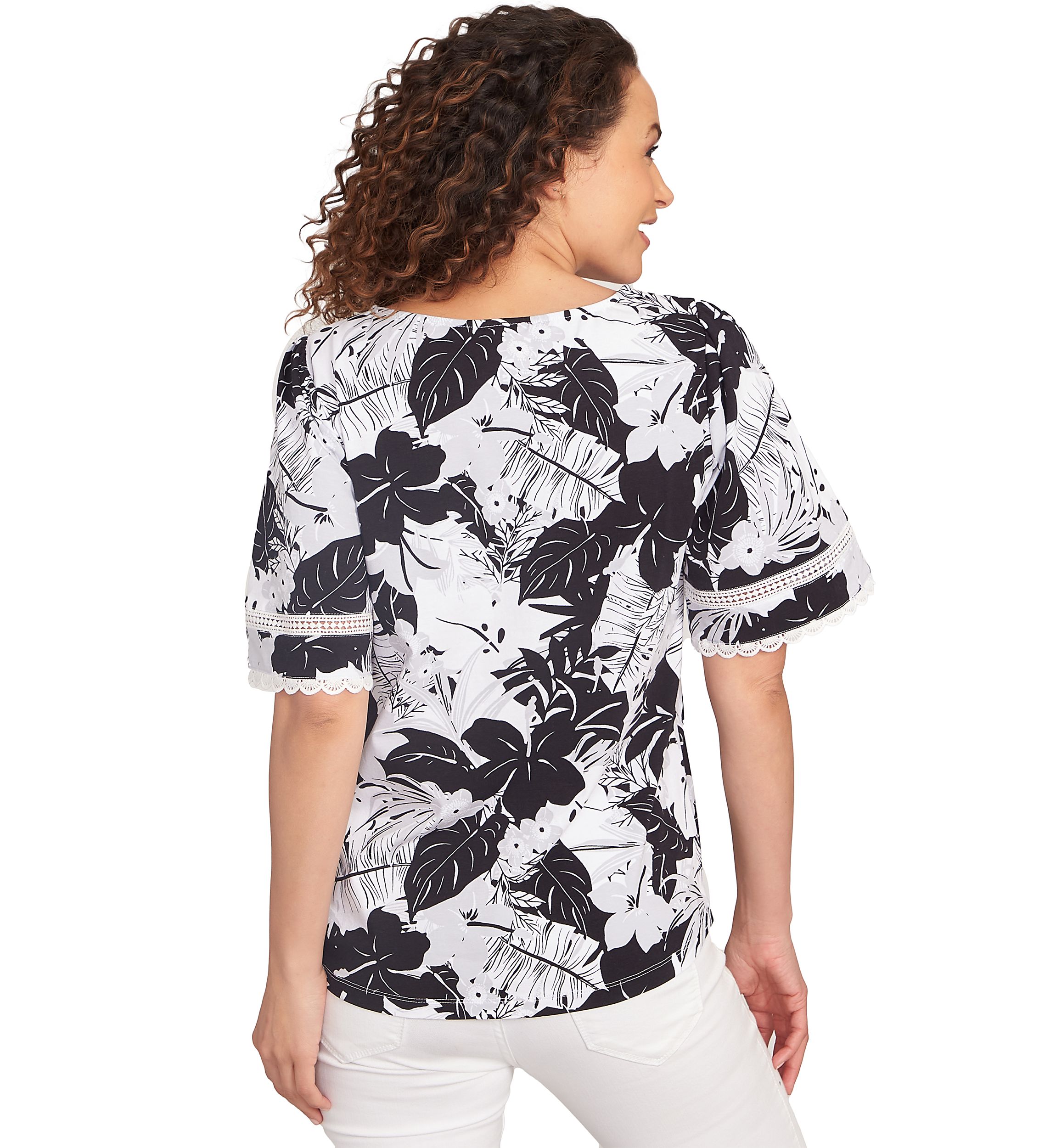 Womens Tropical Layered Printed T-Shirt
