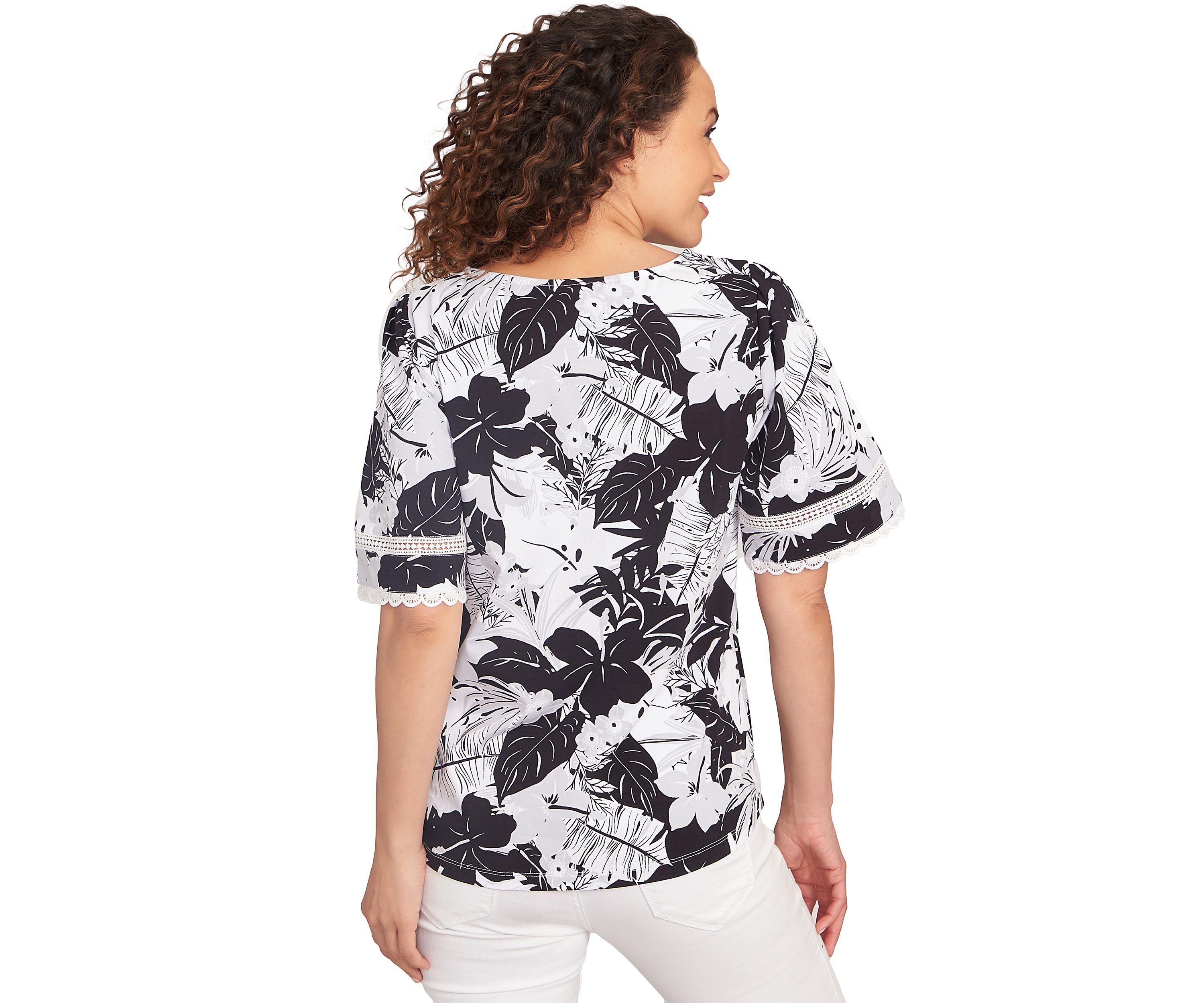Womens Tropical Layered Printed T-Shirt
