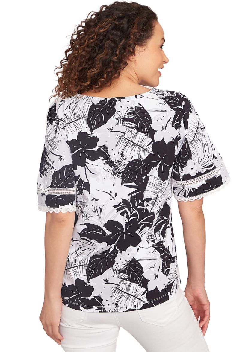 Womens Tropical Layered Printed T-Shirt