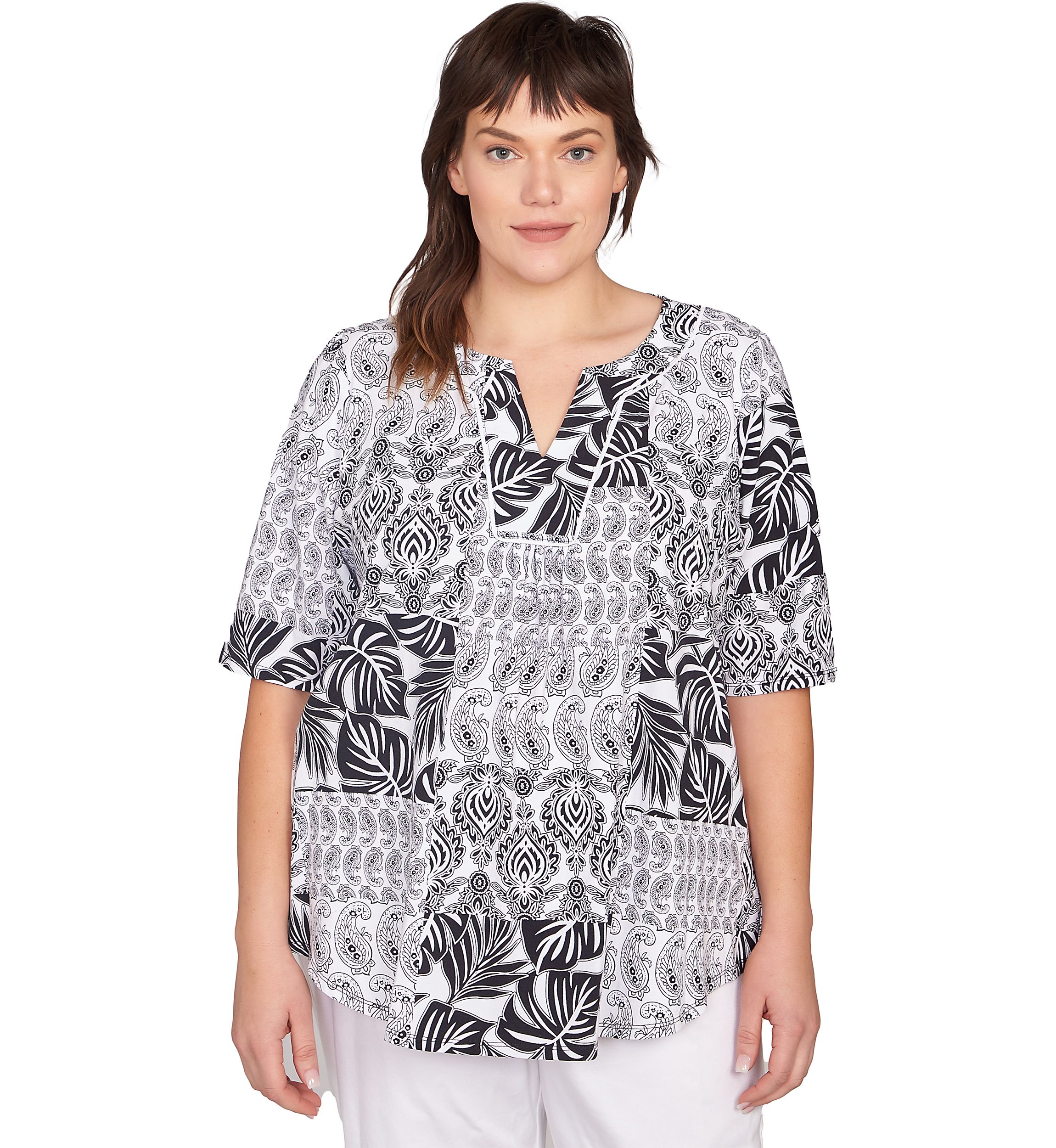 Plus Size Bali Patchwork Print T-Shirt