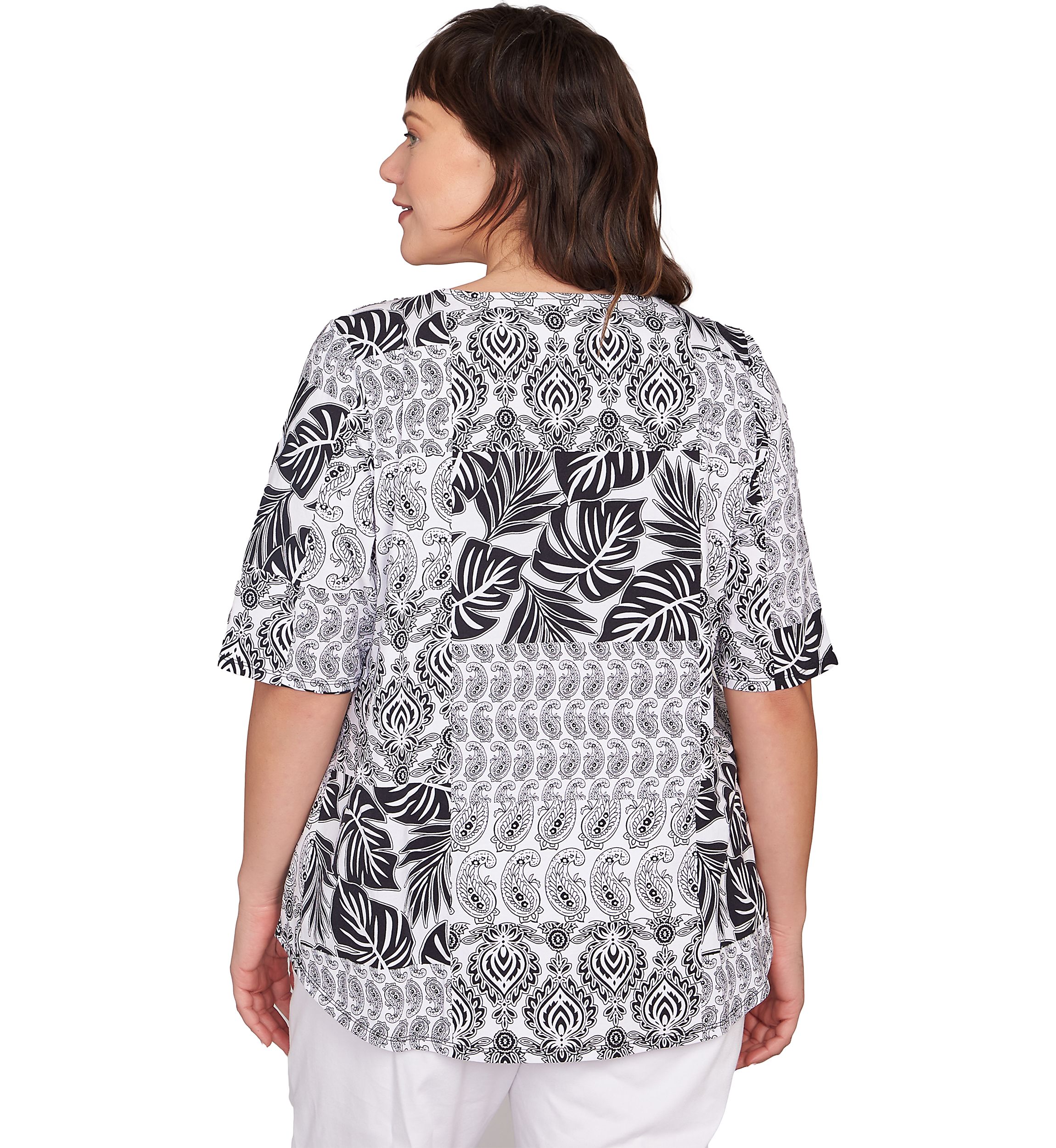 Plus Size Bali Patchwork Print T-Shirt