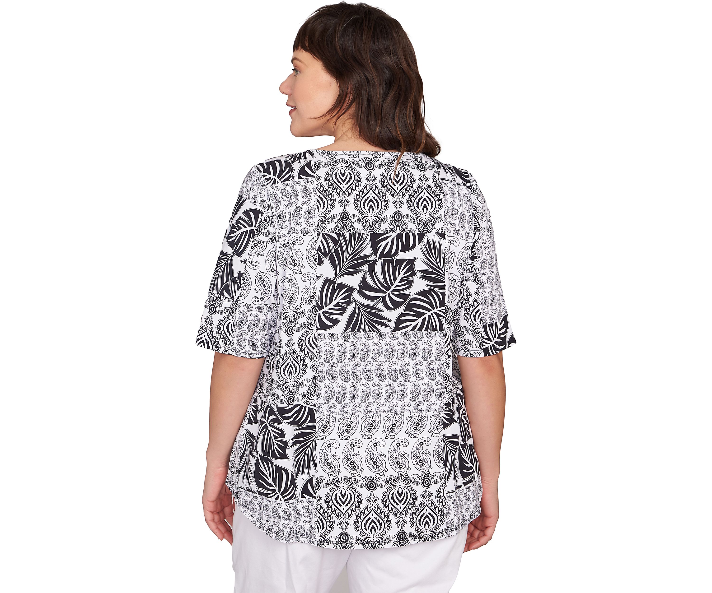 Plus Size Bali Patchwork Print T-Shirt