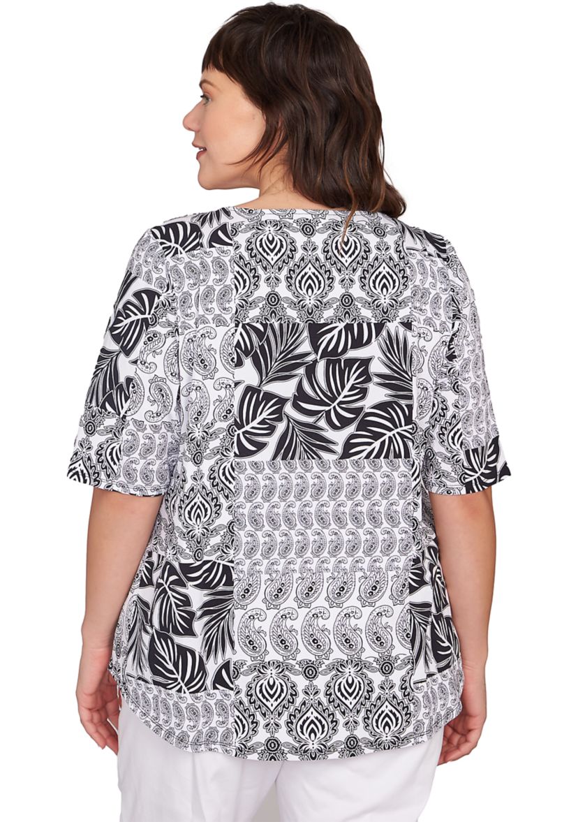 Plus Size Bali Patchwork Print T-Shirt