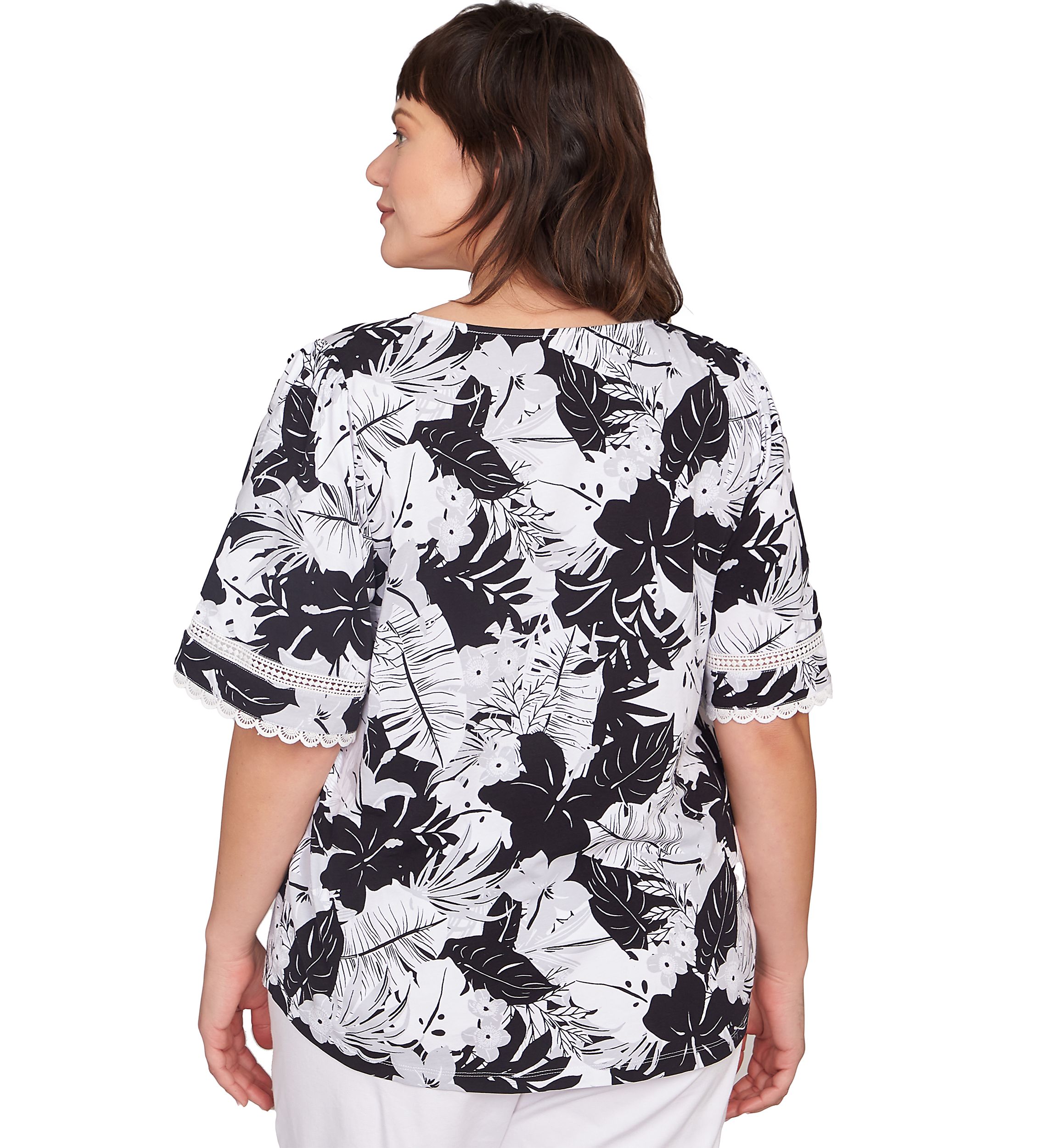Plus Size Tropical Layered Print T-Shirt
