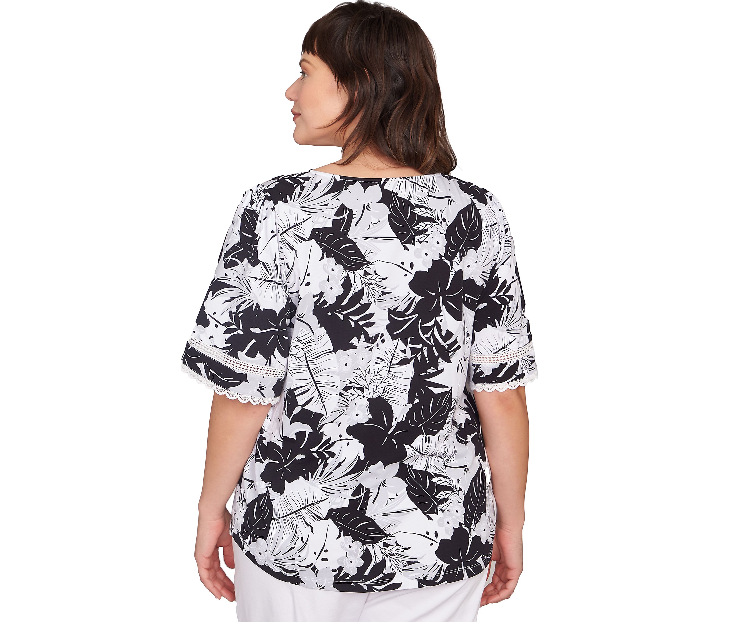 Plus Size Tropical Layered Print T-Shirt