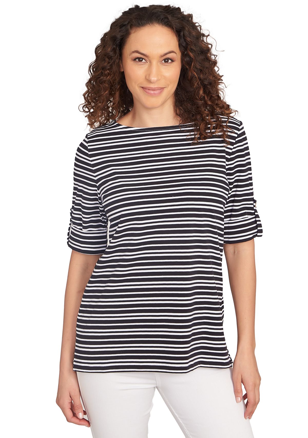 Petite Variegated Stripe Knit T-Shirt