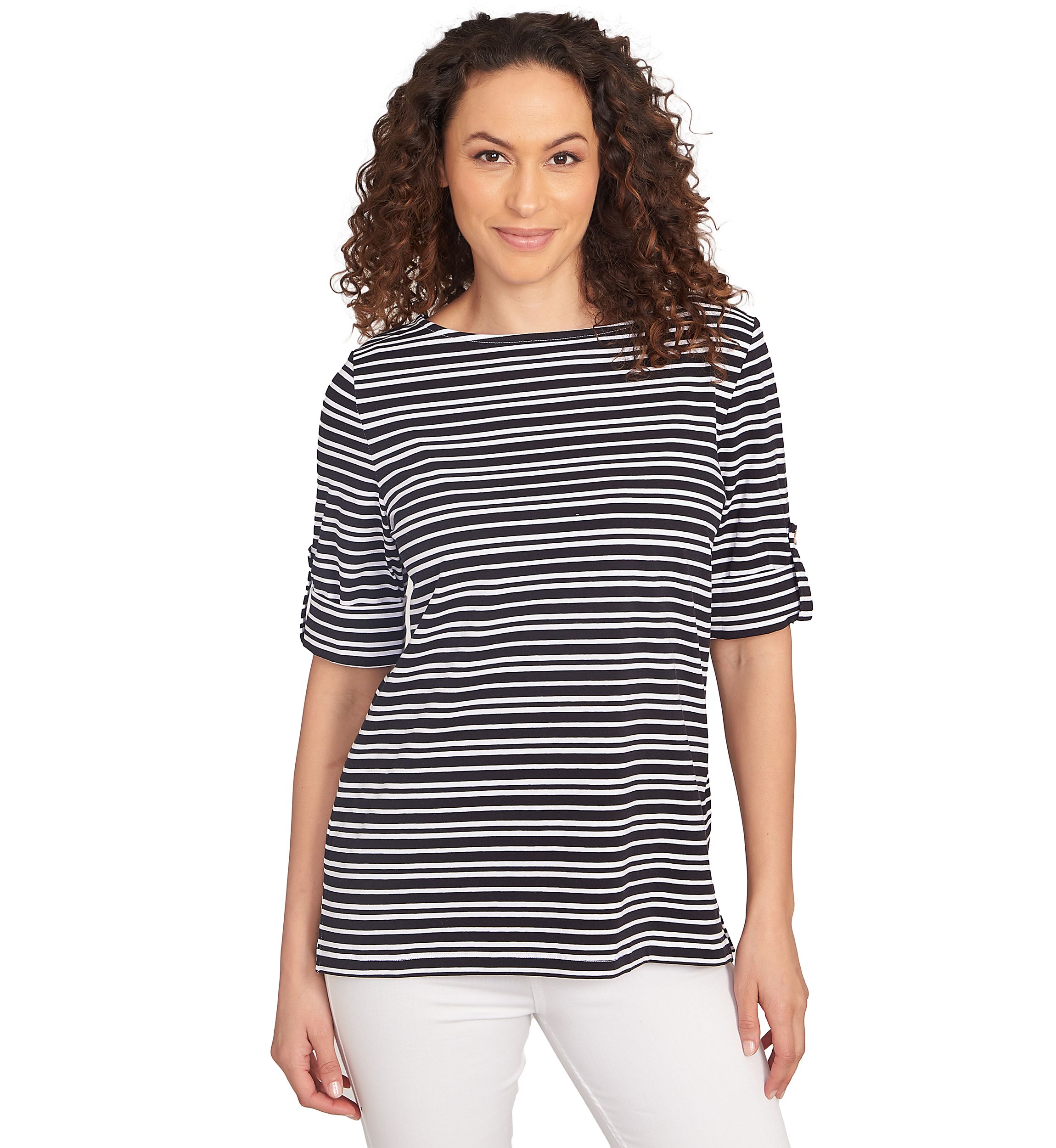 Petite Variegated Stripe Knit T-Shirt