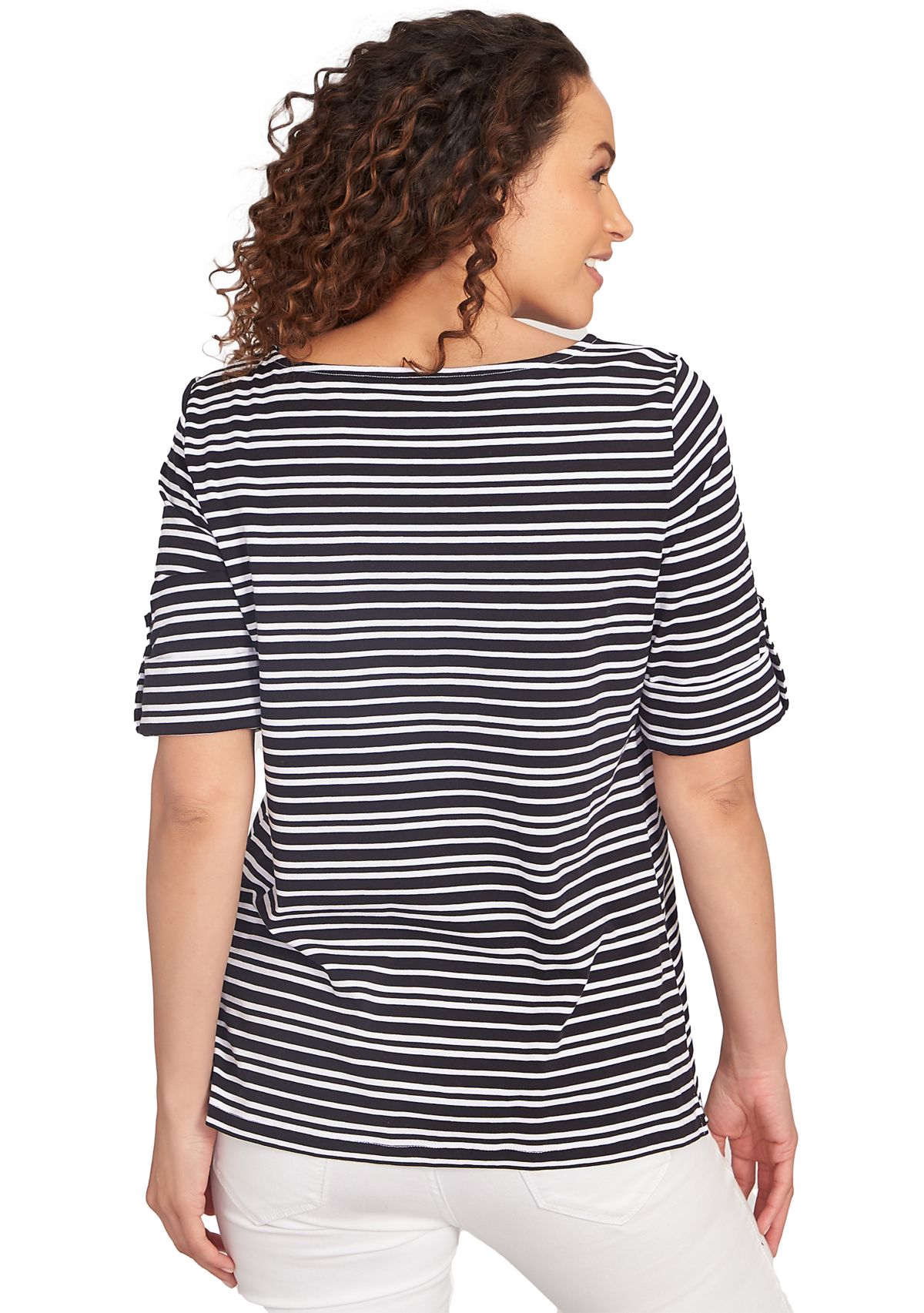 Petite Variegated Stripe Knit T-Shirt