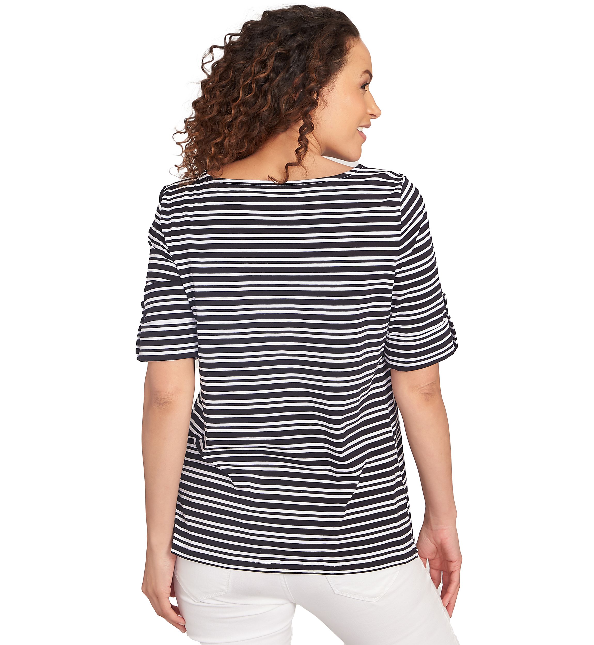 Petite Variegated Stripe Knit T-Shirt