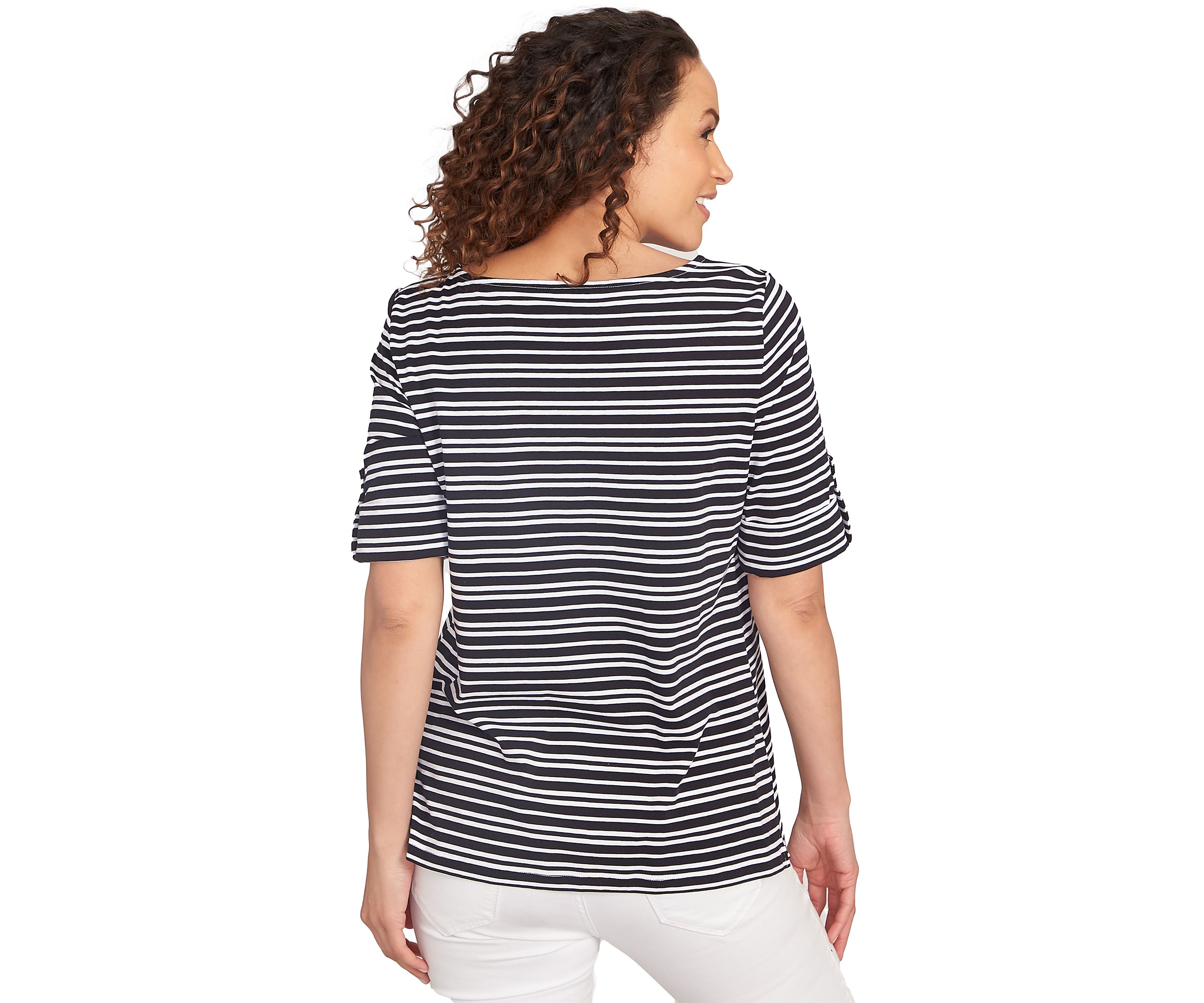 Petite Variegated Stripe Knit T-Shirt