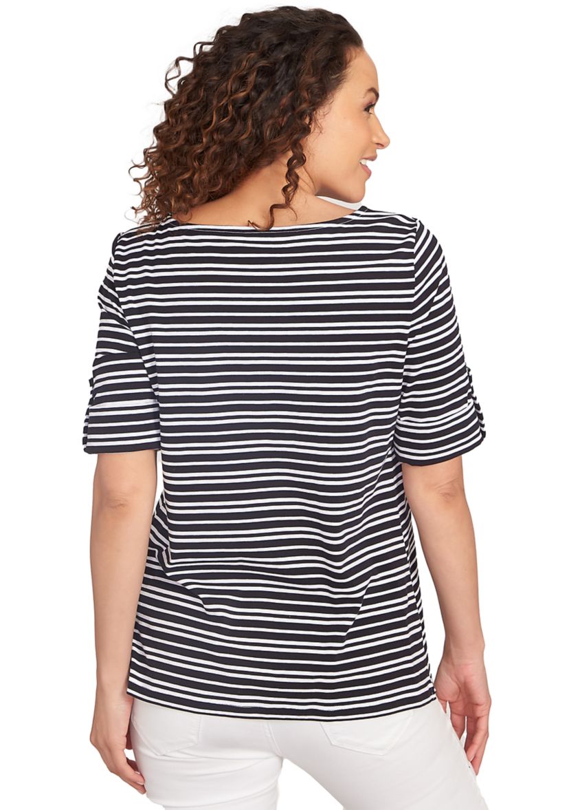 Petite Variegated Stripe Knit T-Shirt