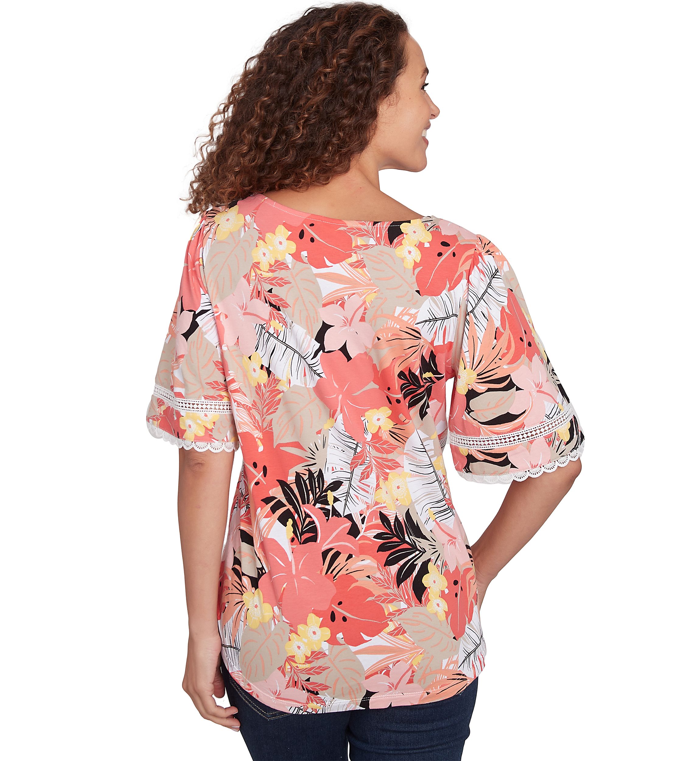 Petite Tropical Layered Print T-Shirt 